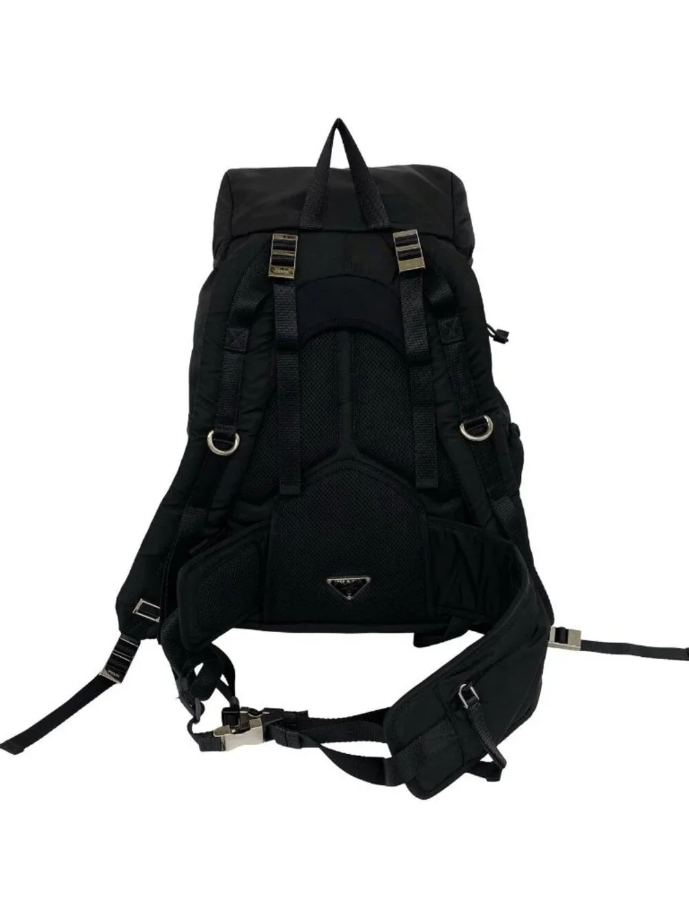 Prada Logo Tessuto Pocono Nylon Backpack Black